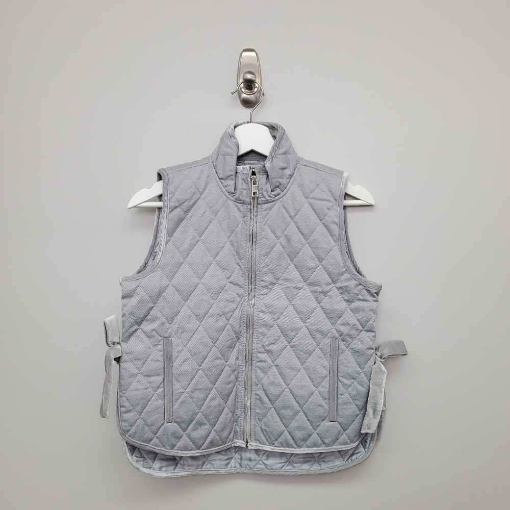 Banana Republic Quilted Gray Vest, Size XS Petite